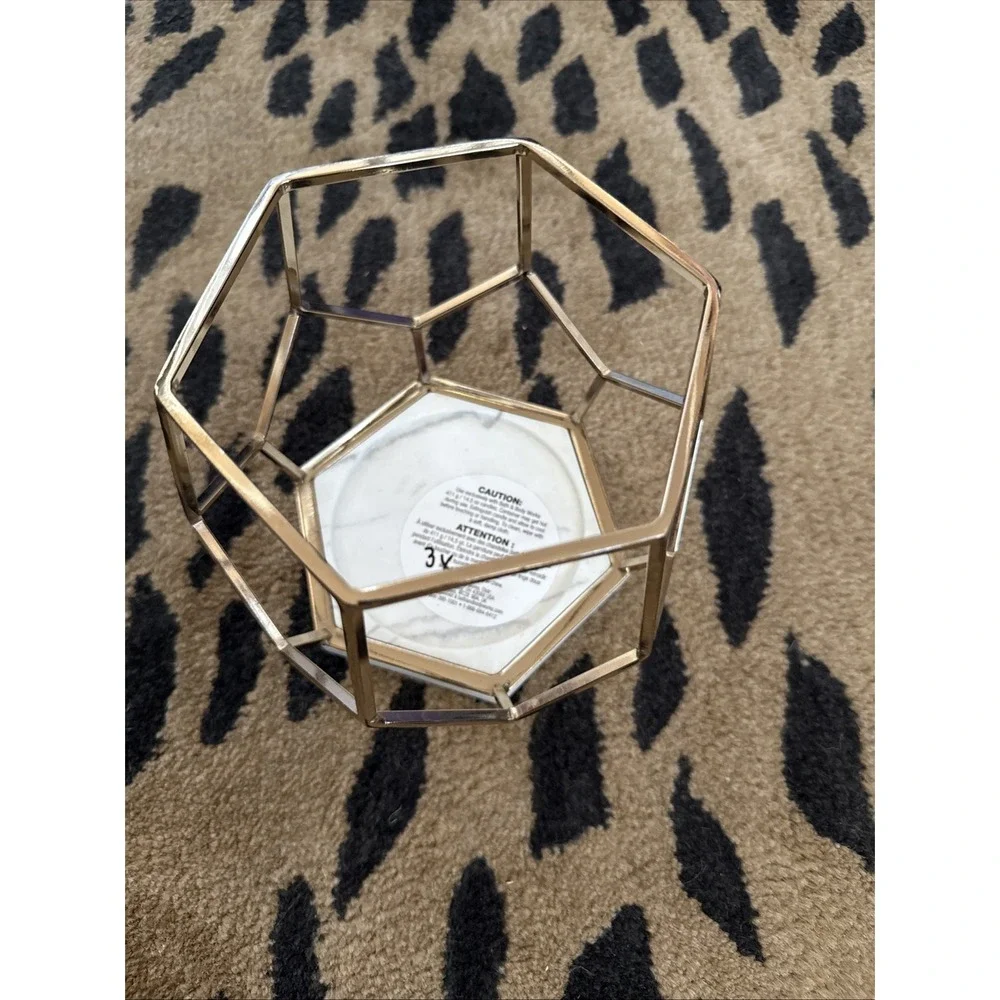 BATH & BODY WORKS GOLDEN DECAGON MARBLE LG 3 WICK‎ CANDLE HOLDER SLEEVE 4318